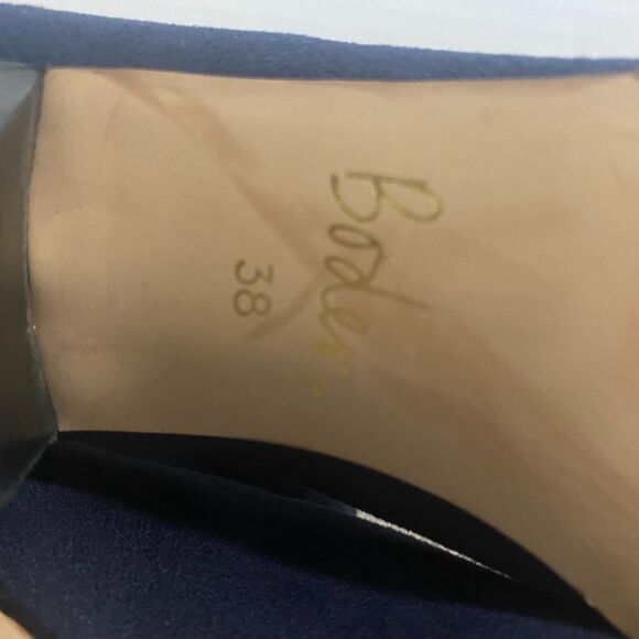 Boden | Navy Blue Suede Western Stretch Booties Heel Ankle - Picture 4 of 8